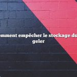 Question : Comment empêcher le stockage du réservoir de geler